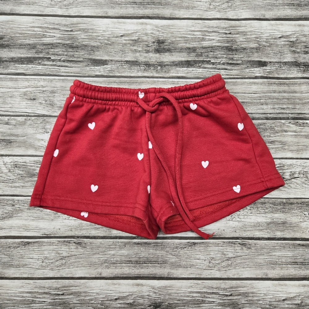 Pink lily red shorts with white hearts
